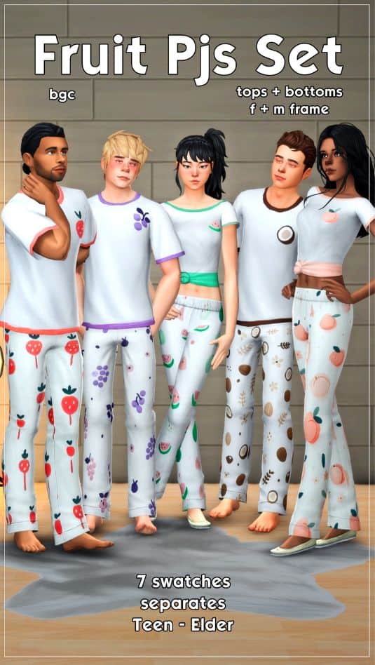 sims modeling fruit design pajamas
