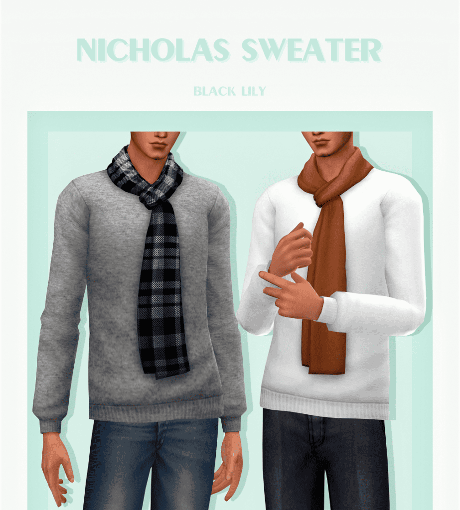 sims wearing sweaters with scarves