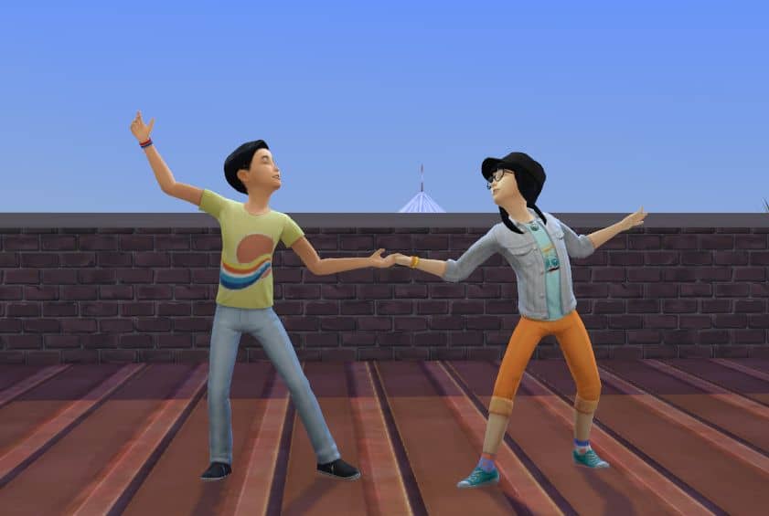 sim kids dancing