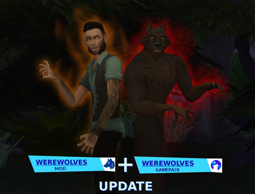 male sims and werewolf posing together