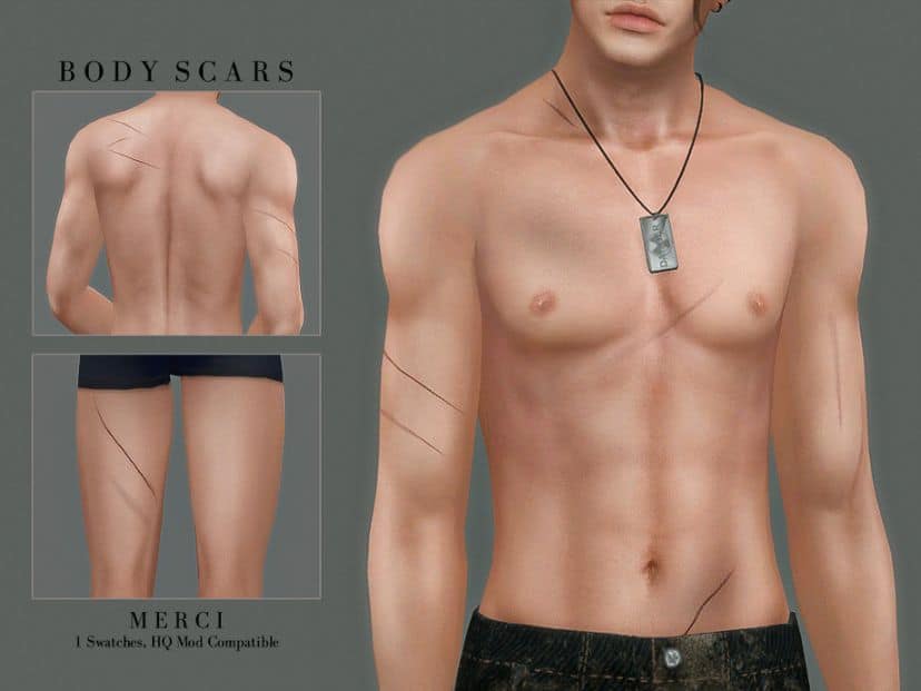 male sim upper body with scars