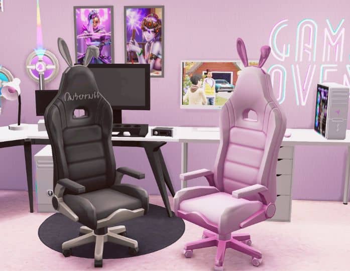 couple of bunny-eared gaming chairs