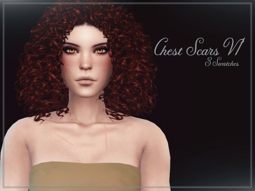 female sim with upper chest scar