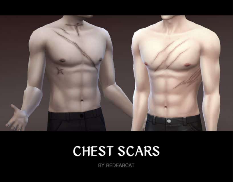 various chest scars on male sims