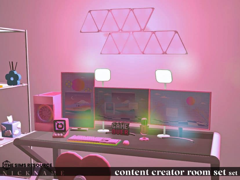 pink-colored gaming setup