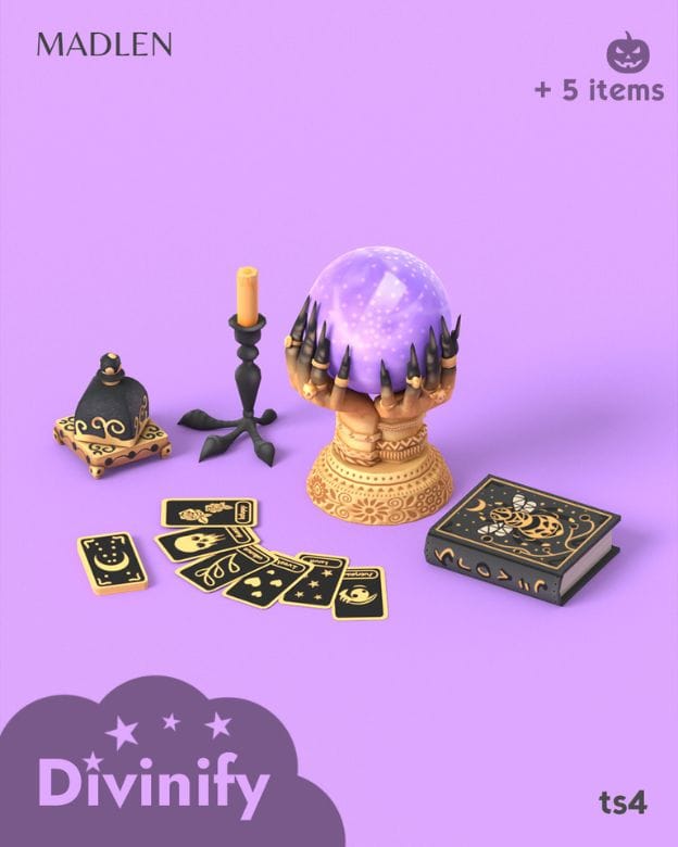 purple cristal ball and tarot cards