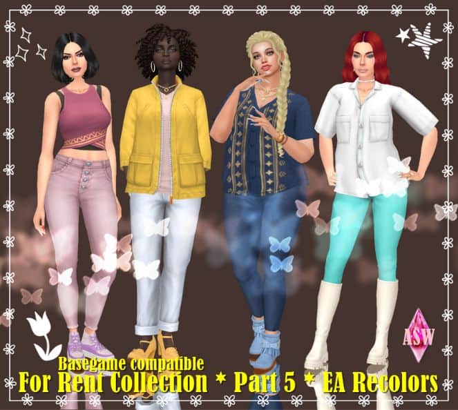 female sims dressed in everyday clothing