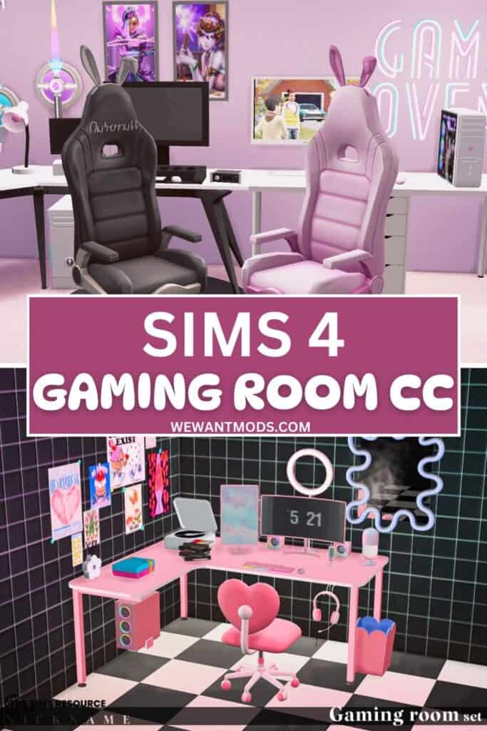 sims 4 gaming room cc Pinterest pin