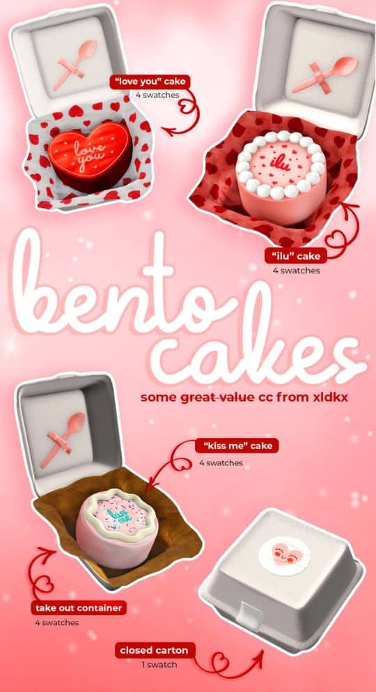love themed cakes in bento boxes