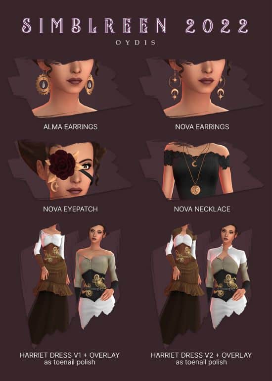 collage of different witch clothing and jewelry