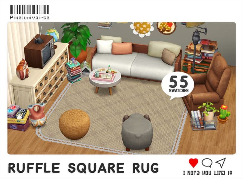 living room with beige rug