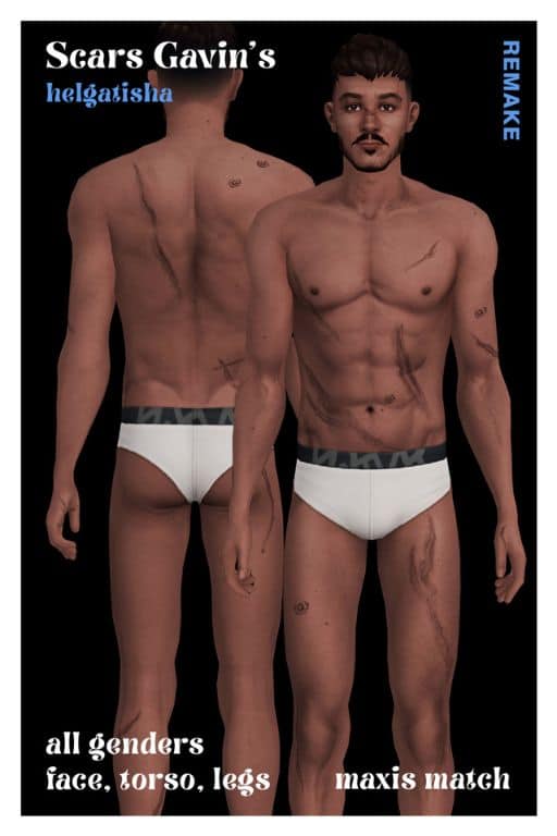male sim with several body scars