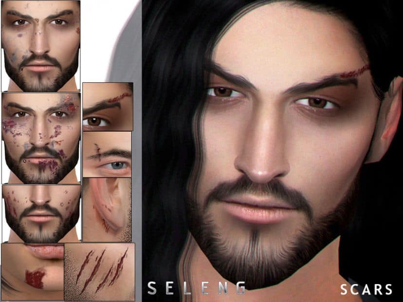collage face scars of male sim
