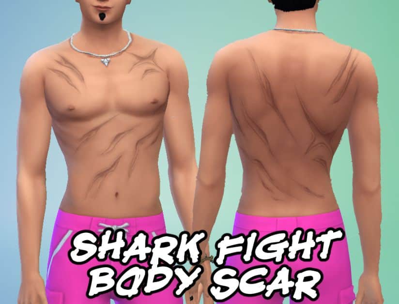 shark attack scars on male sim