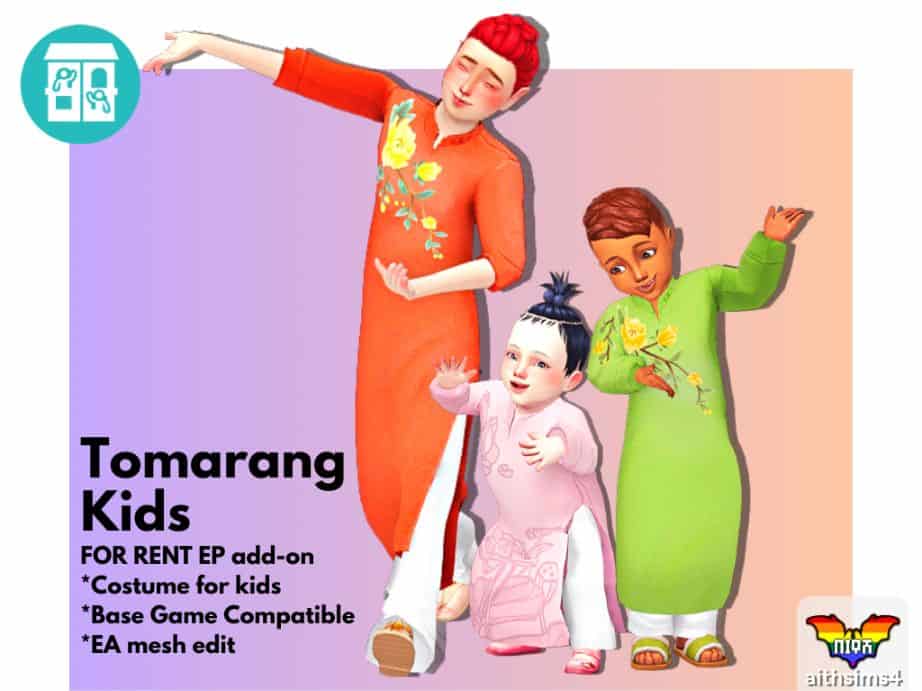 sim kids dressed in tomarang clothing