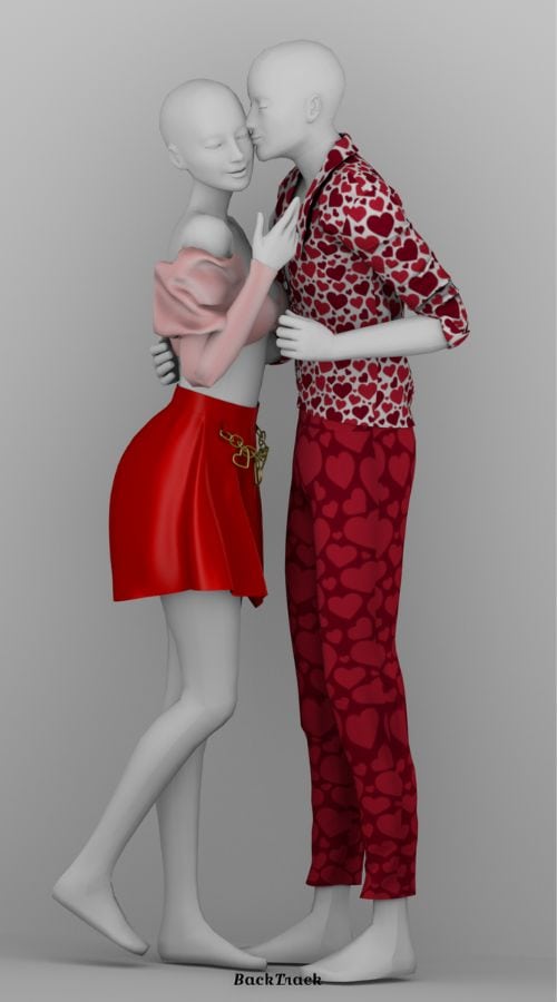 couple dressed in Valentine's Day clothing