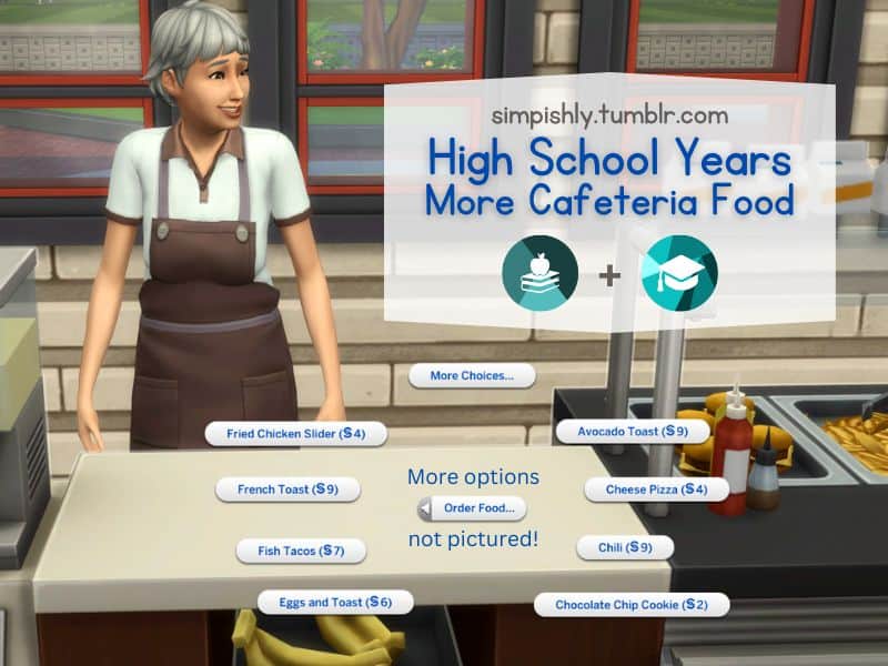 lunch lady at cafeteria with food option