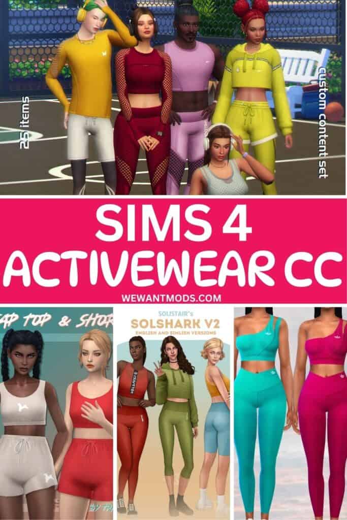 sims 4 activewear cc Pinterest pin