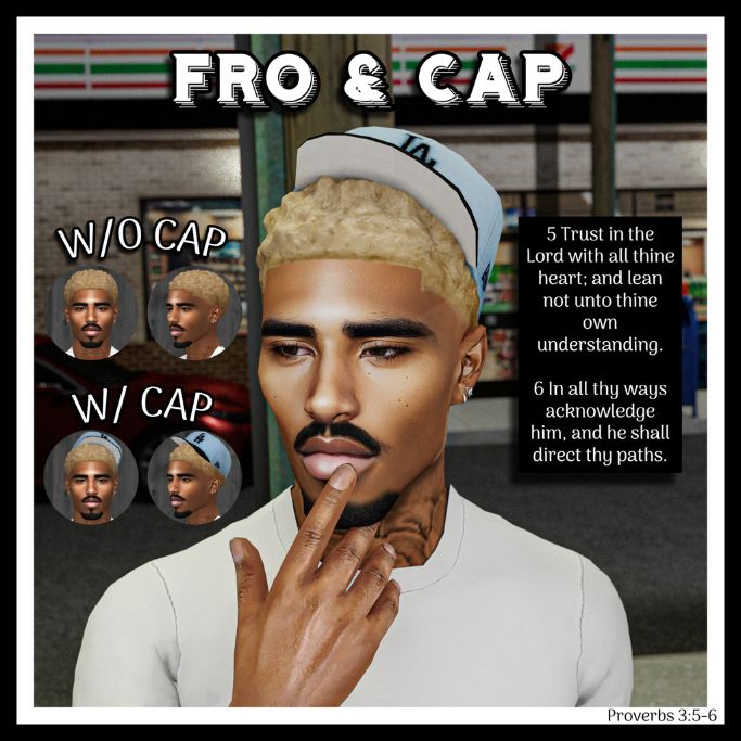 male black sim with a fro and wearing a cap