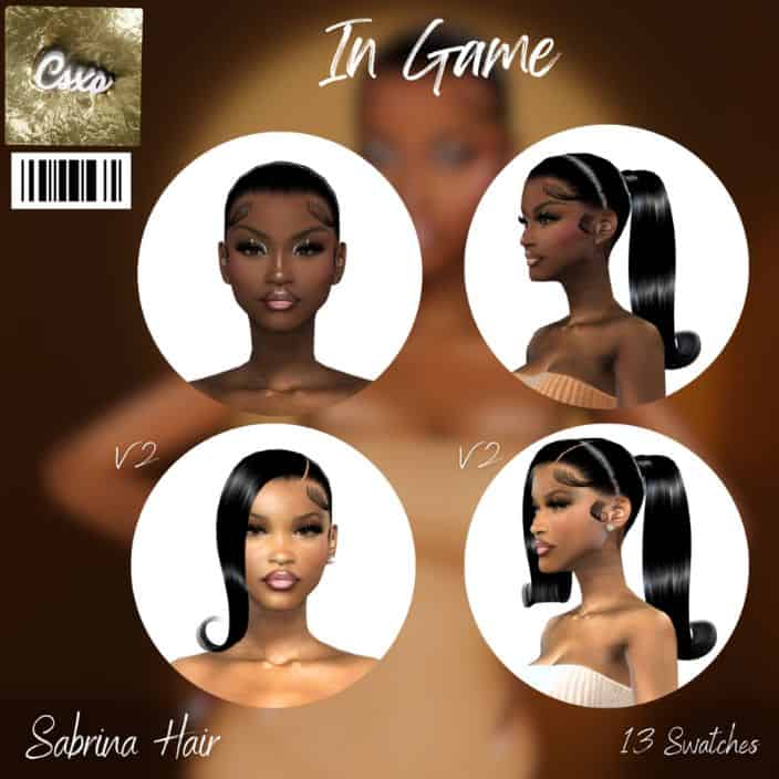 black female sim modeling a hairstyle in 2 different versions