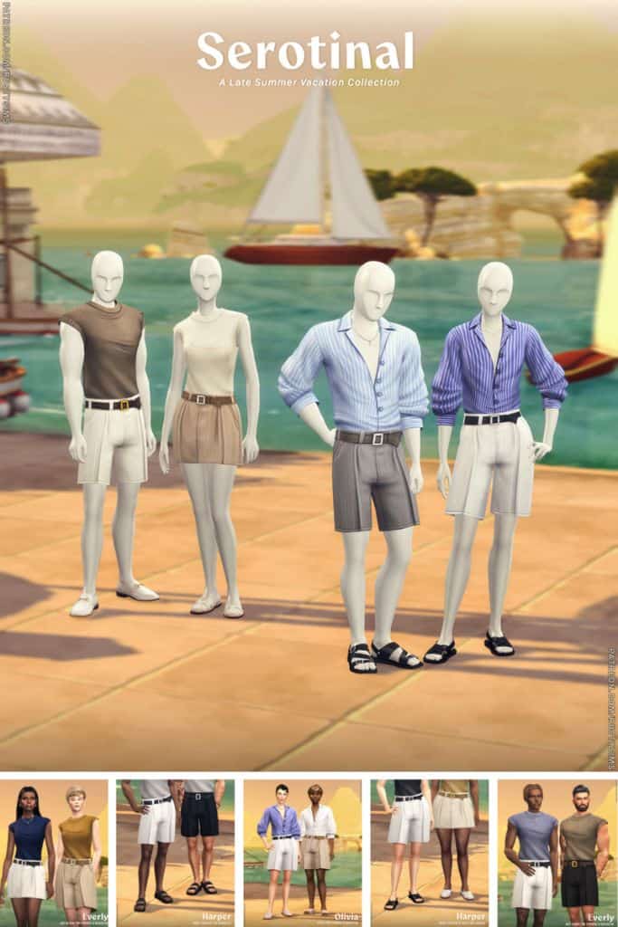 mannequins modeling tops, belted shorts an skirts