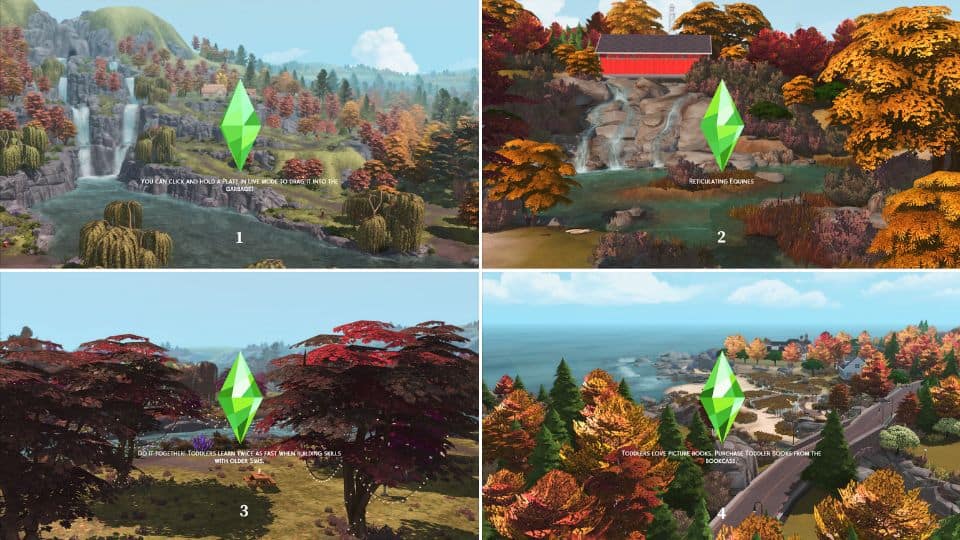 collage of 4 fall themed loading screens