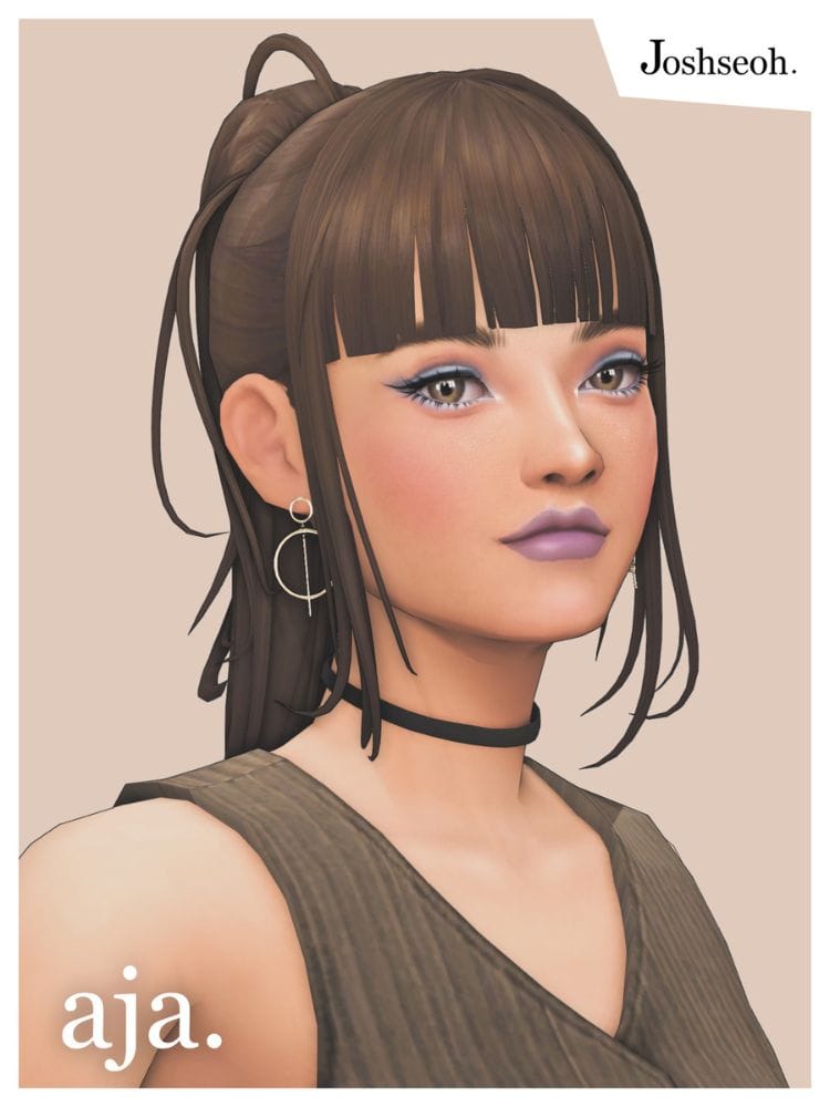 female sim with bang and ponytail