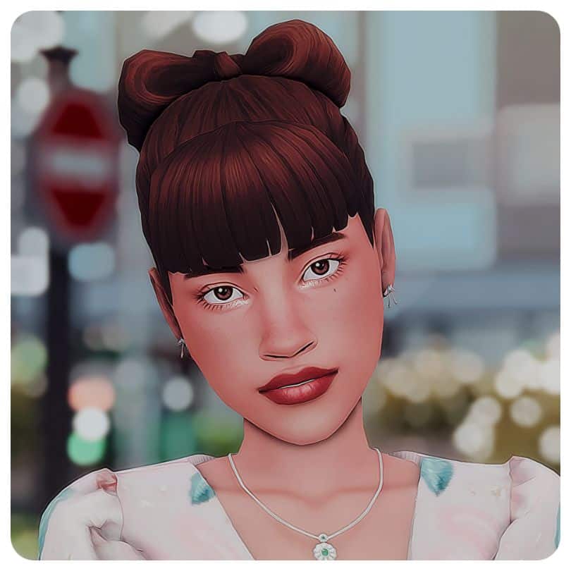 female sims with bang and a heart design hairstyle