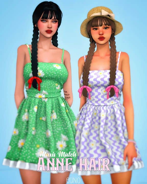 two female sims with two long bairds each