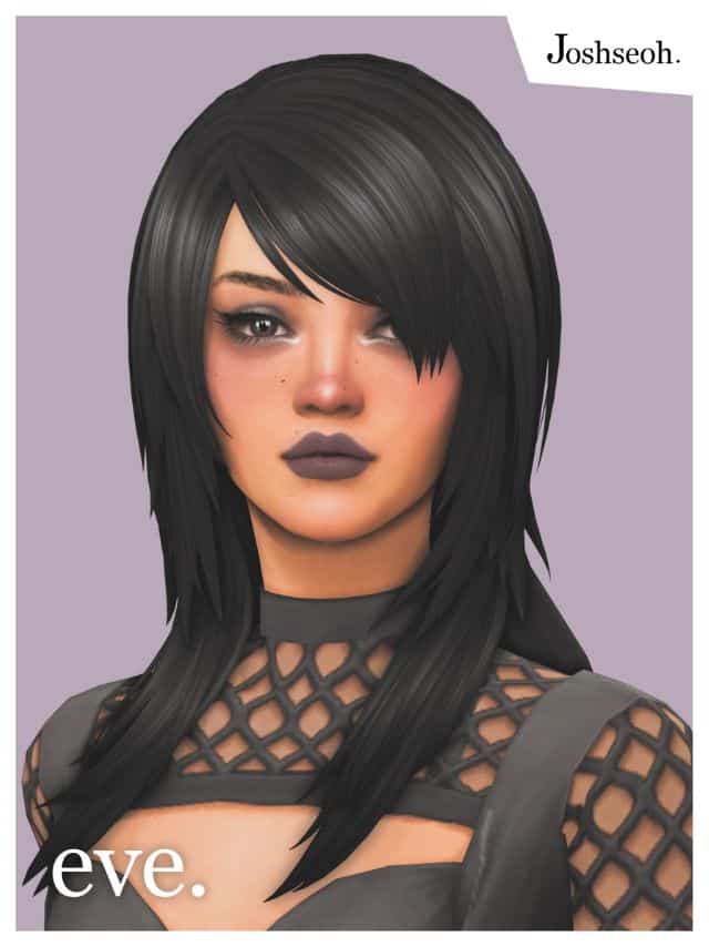 female sim with layered side swept hair