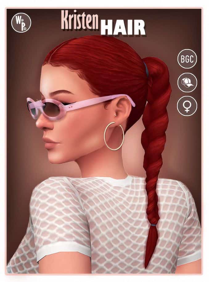 female sim with a red ponytail