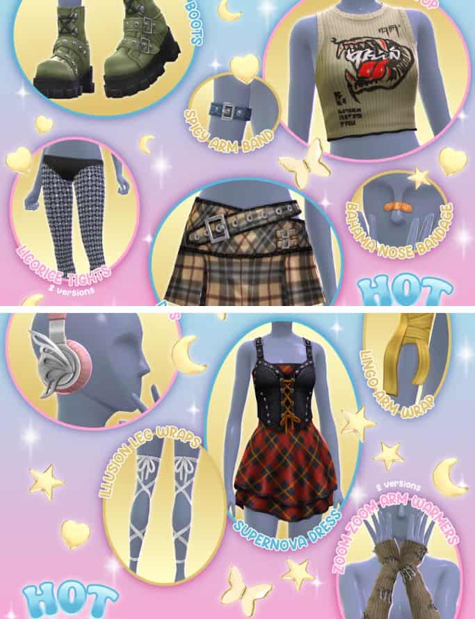 collage of grunge and Y2K clothing and accessories