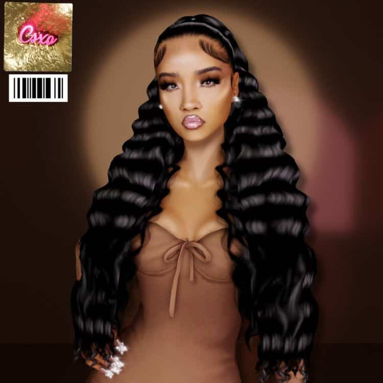 black female sims with long wavy hair