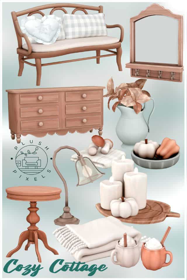 collage of cottagecore furniture and decor