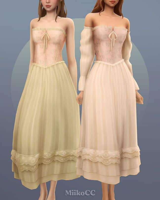 female sims in romantic dress designs