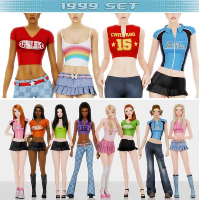 collage of teens dressed in Y2K clothing