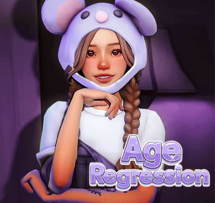 female sim wearing a teddy shaped hat