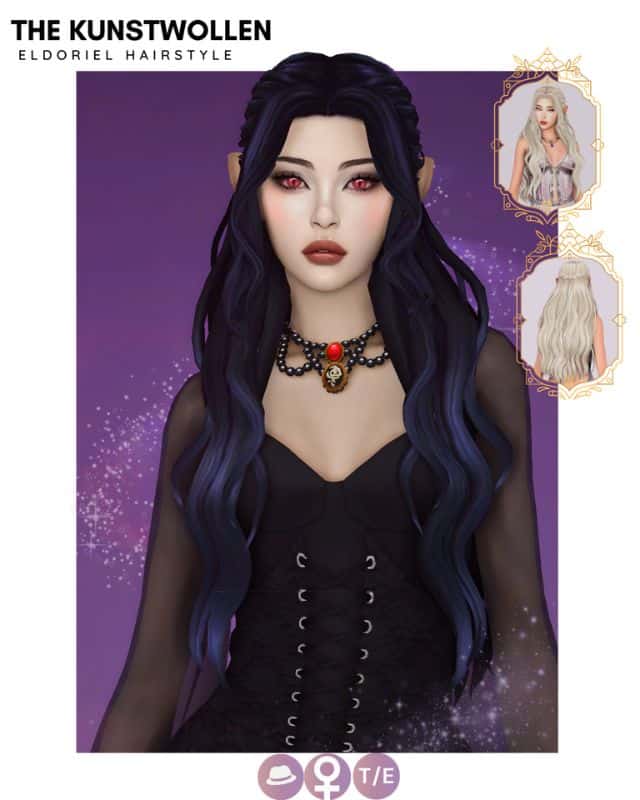 female sims with long wavy hair