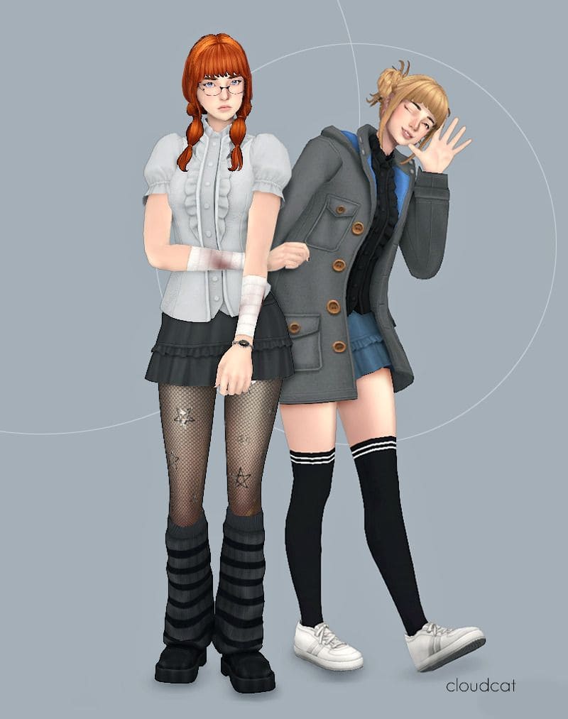 two young female sims dressed in modern clothes