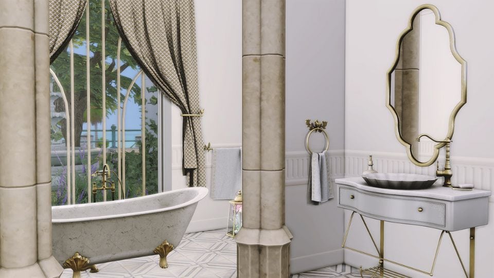 a old-fashionned style, grey-tone bathroom