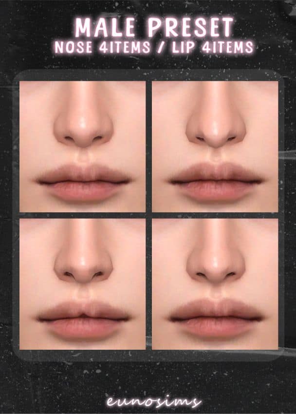 up close look at four male nose and lip presets