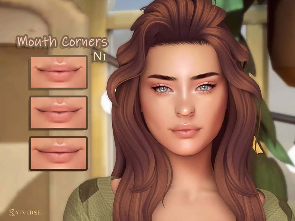 female sims with upward lip corners