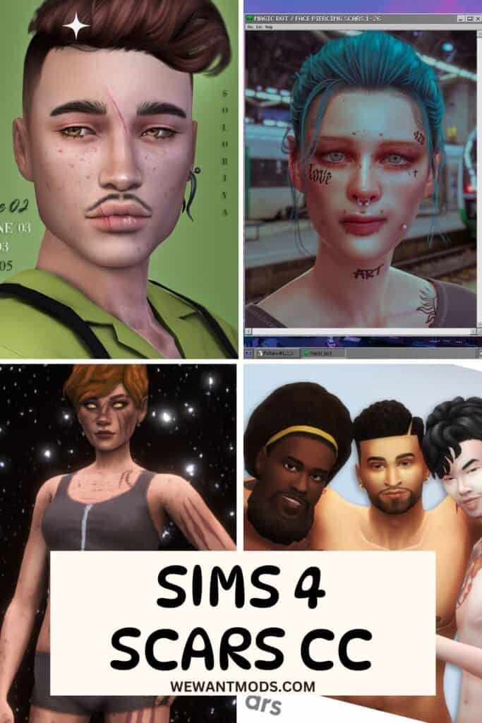 sims 4 scars cc Pinterest pin