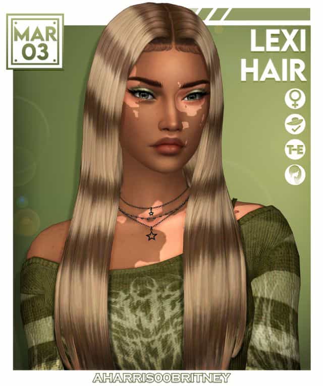 female sim with streaked hair