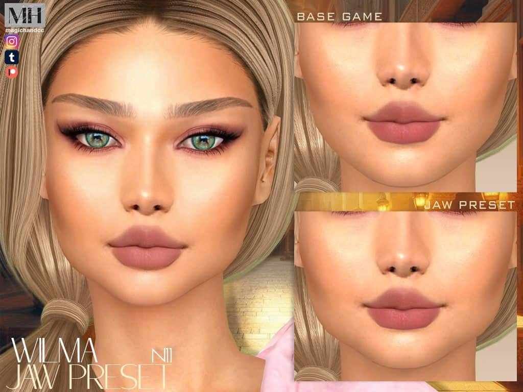 female sim with a pointed jaw preset