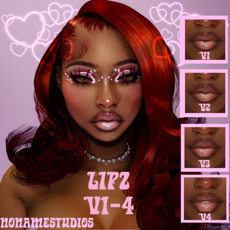 black female sim with glossy lips and more lip presets on the side