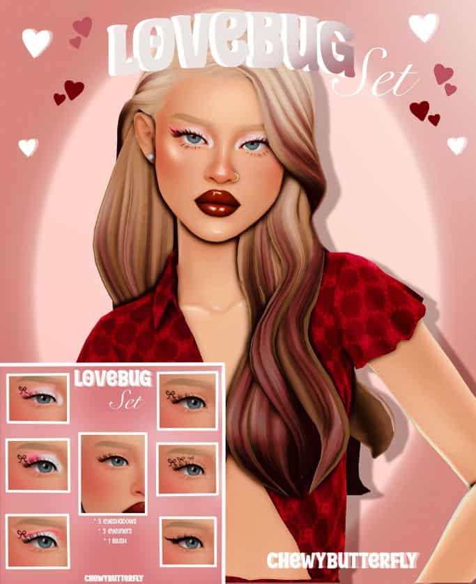 female sim with red and white makeup