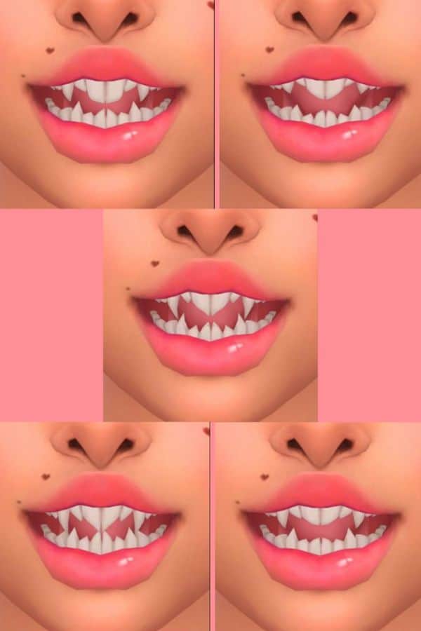 collage of five different styles of monster teeth