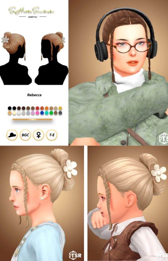 collage of female sims with the same updo hairstyle