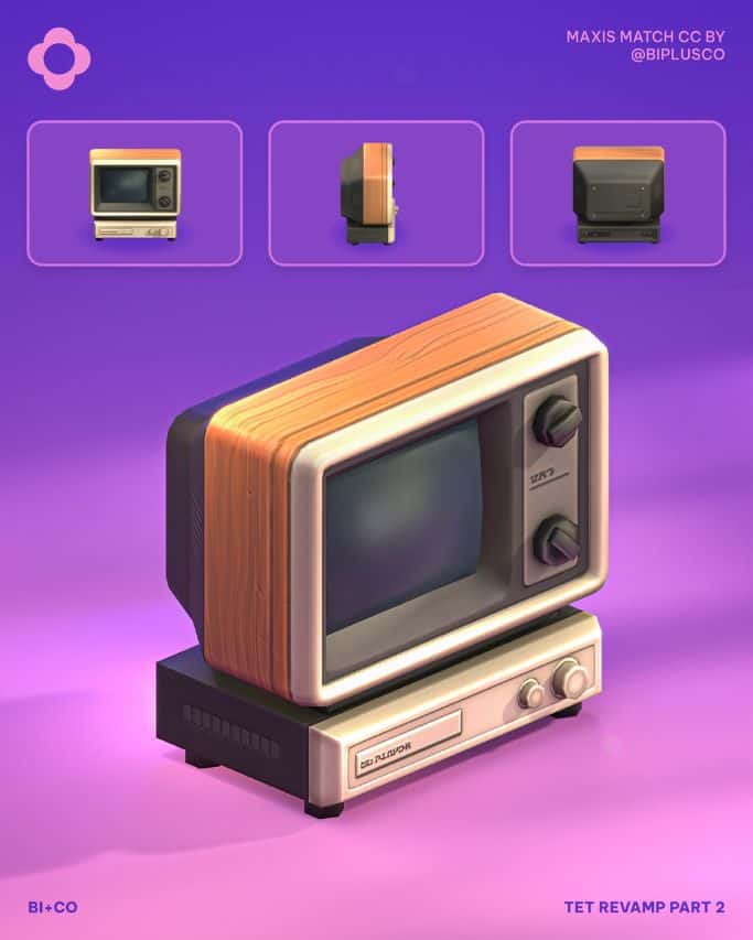 a retro TV shown from different angles